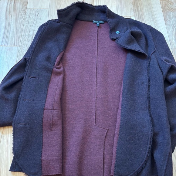 Eileen Fisher Felted Merino Wool Doubleknit Front Pocket Button Jacket - Picture 12 of 14